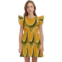 Oranges Slices  Pattern Kids  Winged Sleeve Dress