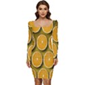 Oranges Slices  Pattern Women Long Sleeve Ruched Stretch Jersey Dress View1