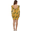 Oranges Slices  Pattern Women Long Sleeve Ruched Stretch Jersey Dress View4