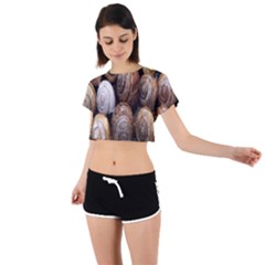 Snail Shells Pattern Arianta Arbustorum Tie Back Short Sleeve Crop Tee