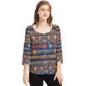 Bohemian-ethnic-seamless-pattern-with-tribal-stripes Chiffon Quarter Sleeve Blouse View1