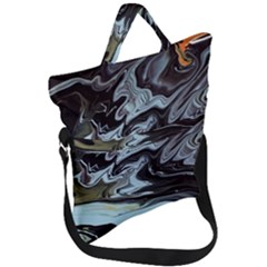 Abstract Painting Black Fold Over Handle Tote Bag by nateshop