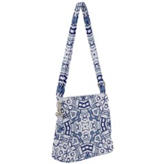 Blue-design Zipper Messenger Bag by nateshop