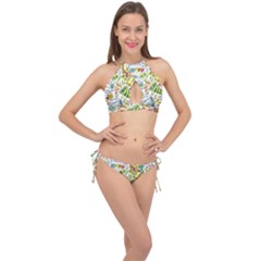 Doodle Cross Front Halter Bikini Set