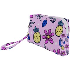Flowers Purple Wristlet Pouch Bag (small) by nateshop