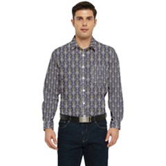 Seamless-pattern Gray Men s Long Sleeve Pocket Shirt 