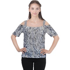 Cracked Texture Print Cutout Shoulder Tee