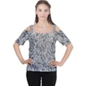 Cracked Texture Print Cutout Shoulder Tee View1