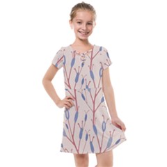 Floral Branches Plant Drawing Kids  Cross Web Dress