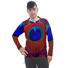 Peacock Plumage Fearher Bird Pattern Men s Pique Long Sleeve Tee