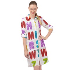 Vectors Alphabet Eyes Letters Funny Long Sleeve Mini Shirt Dress by Sapixe
