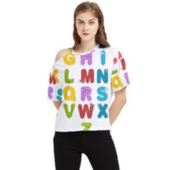Vectors Alphabet Eyes Letters Funny One Shoulder Cut Out Tee by Sapixe