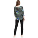 Plumage Peacock Feather Colorful Chiffon Quarter Sleeve Blouse View2