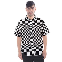 Black And White Chess Checkered Spatial 3d Men s Short Sleeve Shirt