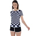 Black And White Chess Checkered Spatial 3d Back Circle Cutout Sports Tee View1
