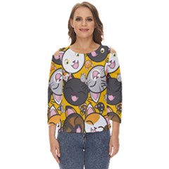 Cats Cut Out Wide Sleeve Top