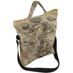 Map Compass Nautical Vintage Fold Over Handle Tote Bag by Sapixe