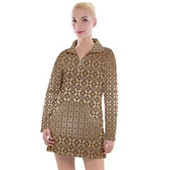 Background-chevron Chocolate Women s Long Sleeve Casual Dress