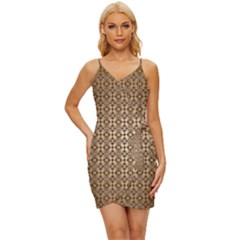 Background-chevron Chocolate Wrap Tie Front Dress