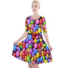 Candy Quarter Sleeve A-line Dress