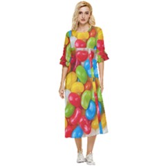 Candy-ball Double Cuff Midi Dress
