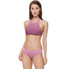 Background-pink Banded Triangle Bikini Set
