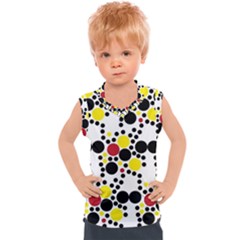 Pattern-polka Yellow Re Black Kids  Sport Tank Top