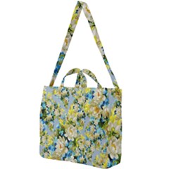 Background-flower White Square Shoulder Tote Bag