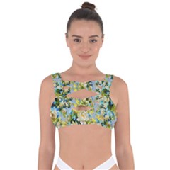 Background-flower White Bandaged Up Bikini Top