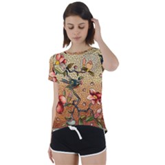 Flower Cubism Mosaic Vintage Short Sleeve Foldover Tee