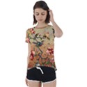 Flower Cubism Mosaic Vintage Short Sleeve Foldover Tee View1