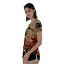 Flower Cubism Mosaic Vintage Short Sleeve Foldover Tee View2