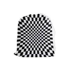 Illusion Checkerboard Black And White Pattern Drawstring Pouch (large)