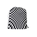 Illusion Checkerboard Black And White Pattern Drawstring Pouch (Large) View2