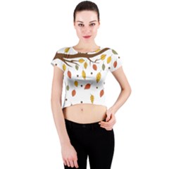 Autumn Isolated Blade Branch Crew Neck Crop Top