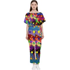 Blobs Dots Abstract Art Waves Batwing Lightweight Chiffon Jumpsuit