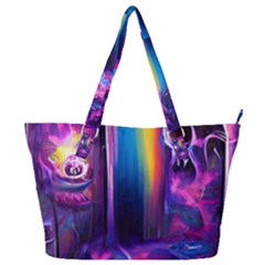 Purple Drawing Digital Art Full Print Shoulder Bag