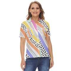 Background Abstract Wallpaper Women s Short Sleeve Double Pocket Shirt