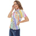 Background Abstract Wallpaper Women s Short Sleeve Double Pocket Shirt View3