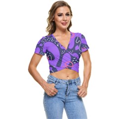 Abstract Background Shapes Banner Short Sleeve Foldover Tee