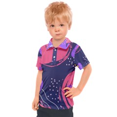 Abstract Background Shapes Banner Kids  Polo Tee