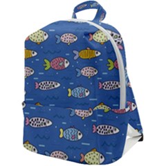 Sea Fish Blue Submarine Animals Zip Up Backpack