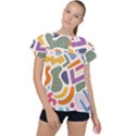 Abstract Pattern Background Ruffle Collar Chiffon Blouse View1
