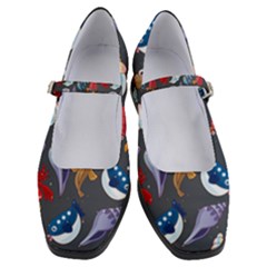 Sea Animals Pattern Wallpaper Fish Women s Mary Jane Shoes