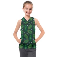 Leaves Snowflake Pattern Holiday Kids  Sleeveless Hoodie
