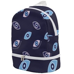 Eyes Evil Eye Blue Pattern Zip Bottom Backpack by artworkshop