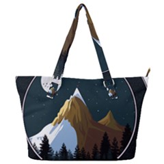 Mountains Forest Moon Stars View Full Print Shoulder Bag