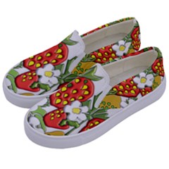 Strawberries Berry Strawberry Leaves Kids  Canvas Slip Ons