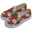 Strawberries Berry Strawberry Leaves Kids  Canvas Slip Ons View2