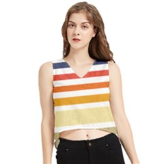 Illustration Retro Sun Sunset Vintage Graphic V-neck Cropped Tank Top